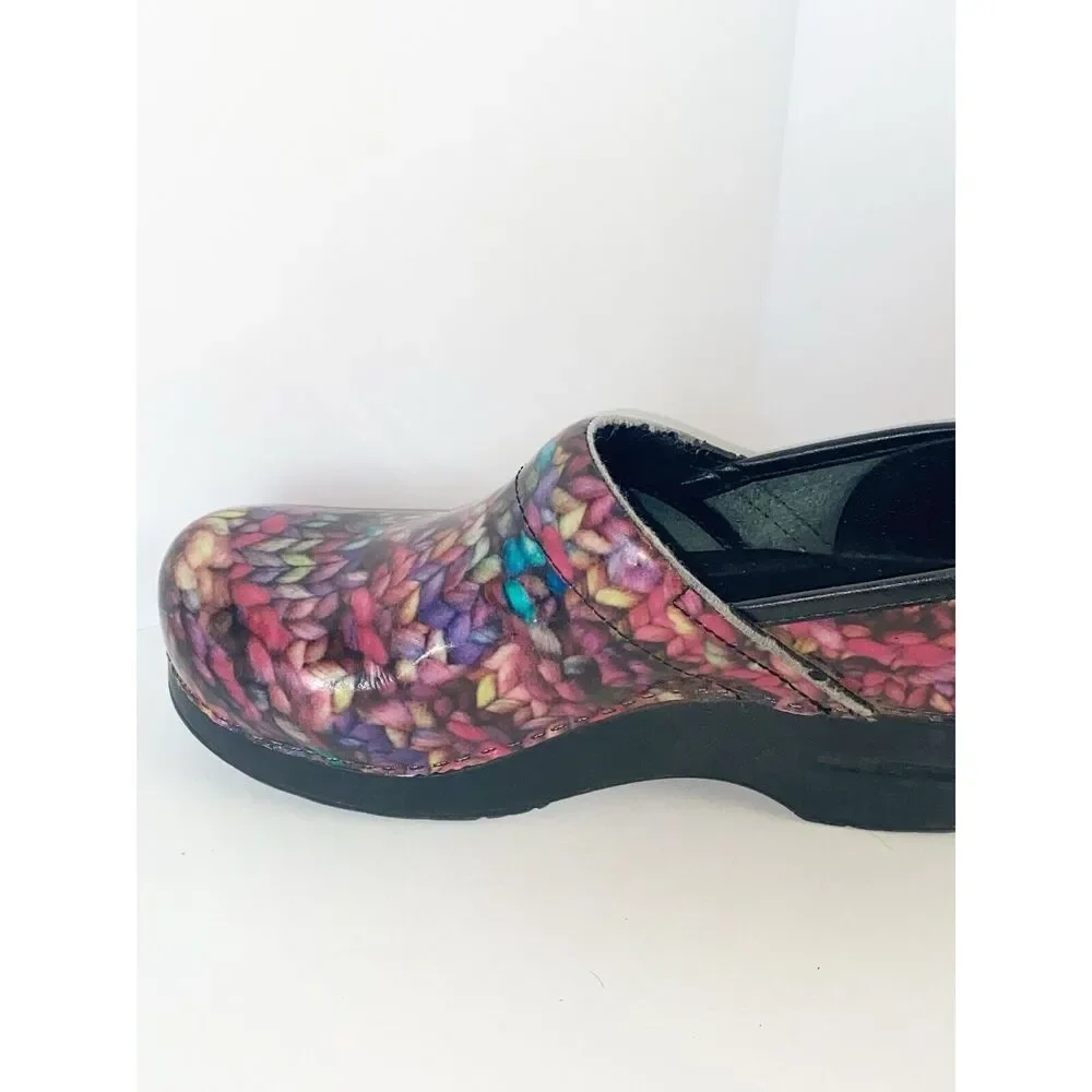 Dansko Clogs Rainbow Yarn Patent Leather Slip On Comfort Professional Shoe 38/8 - Picture 11 of 13